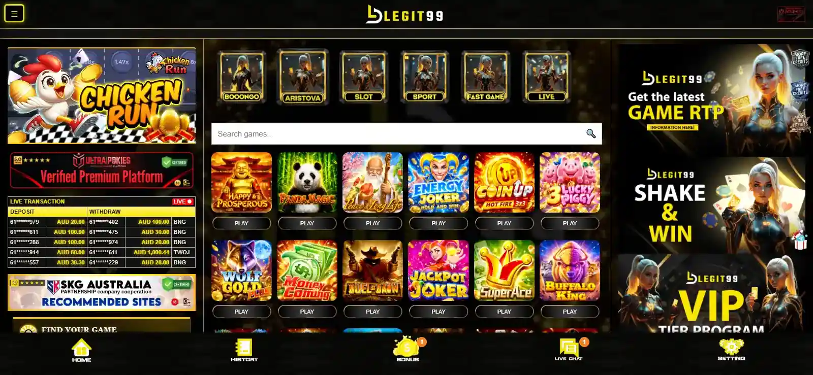 Current Legit99 casino interface in a narrow mobile browser viewport